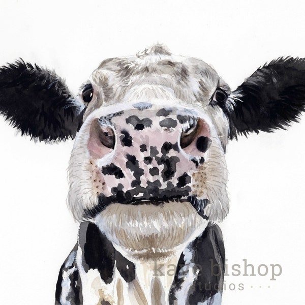 Cow Watercolor Painting, Cow Face, Animal, Cow Art, Nursery Art, Cow Painting, Cow Decor, Cow Print, Cow Watercolor, Farm Art, Cow Lover