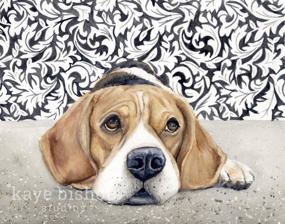 beagle watercolor painting