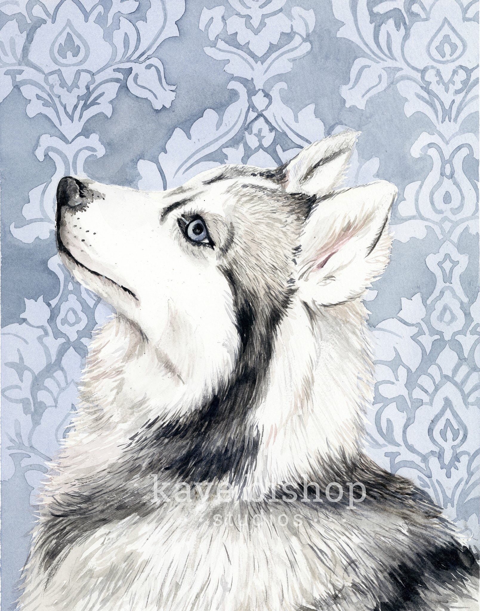 Husky Painting Husky Painting Husky Watercolor Husky Art | Etsy
