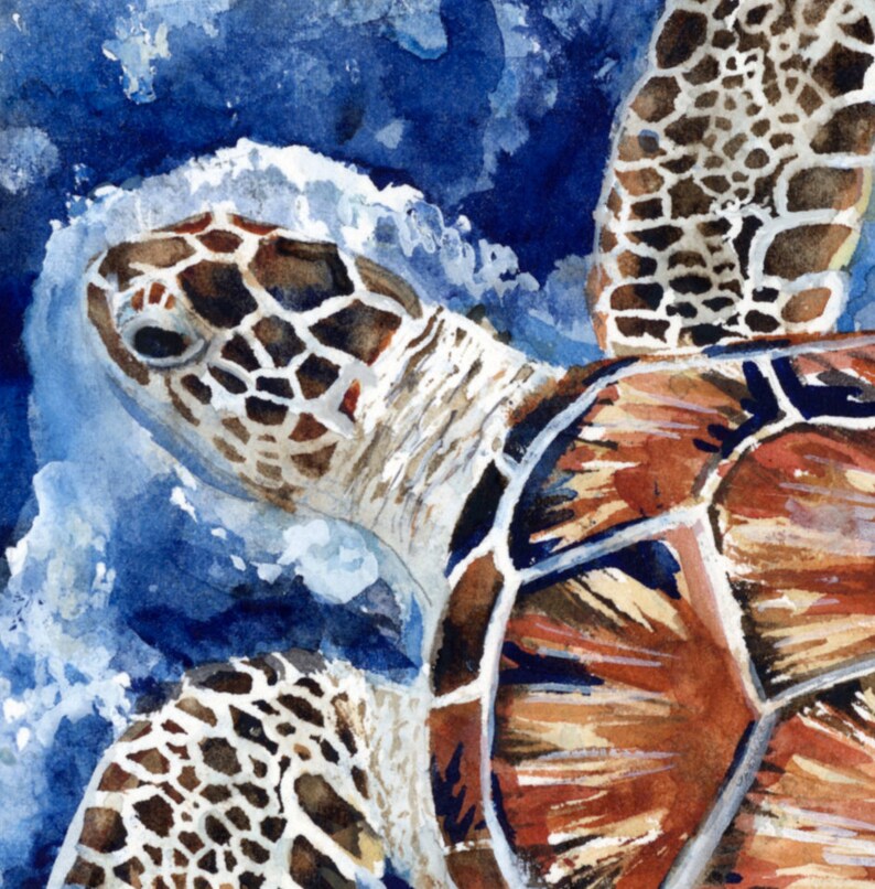Sea Turtle Watercolor Painting Ocean Art Turtle Art Turtle | Etsy