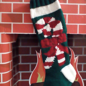 Candy Cane Hand Knitted Christmas Stocking