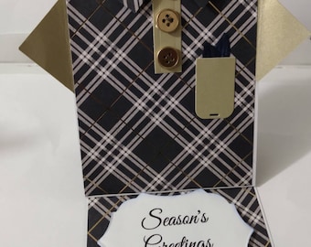 4 1/8 x 9 3/8 inch Handmade Men Easel Design Holiday Gift Card Holder