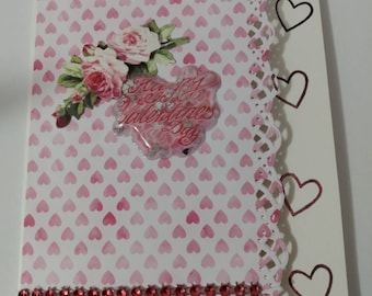 5 x 6.5 inch Handmade Punched Valentine's Day Greeting Card: Sentiment Card
