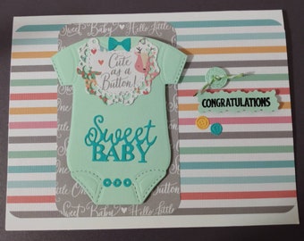 5 x 6.5 inch Blank Sweet Baby Welcome Baby; Newborn Baby;  Die Cut Design Greeting Card