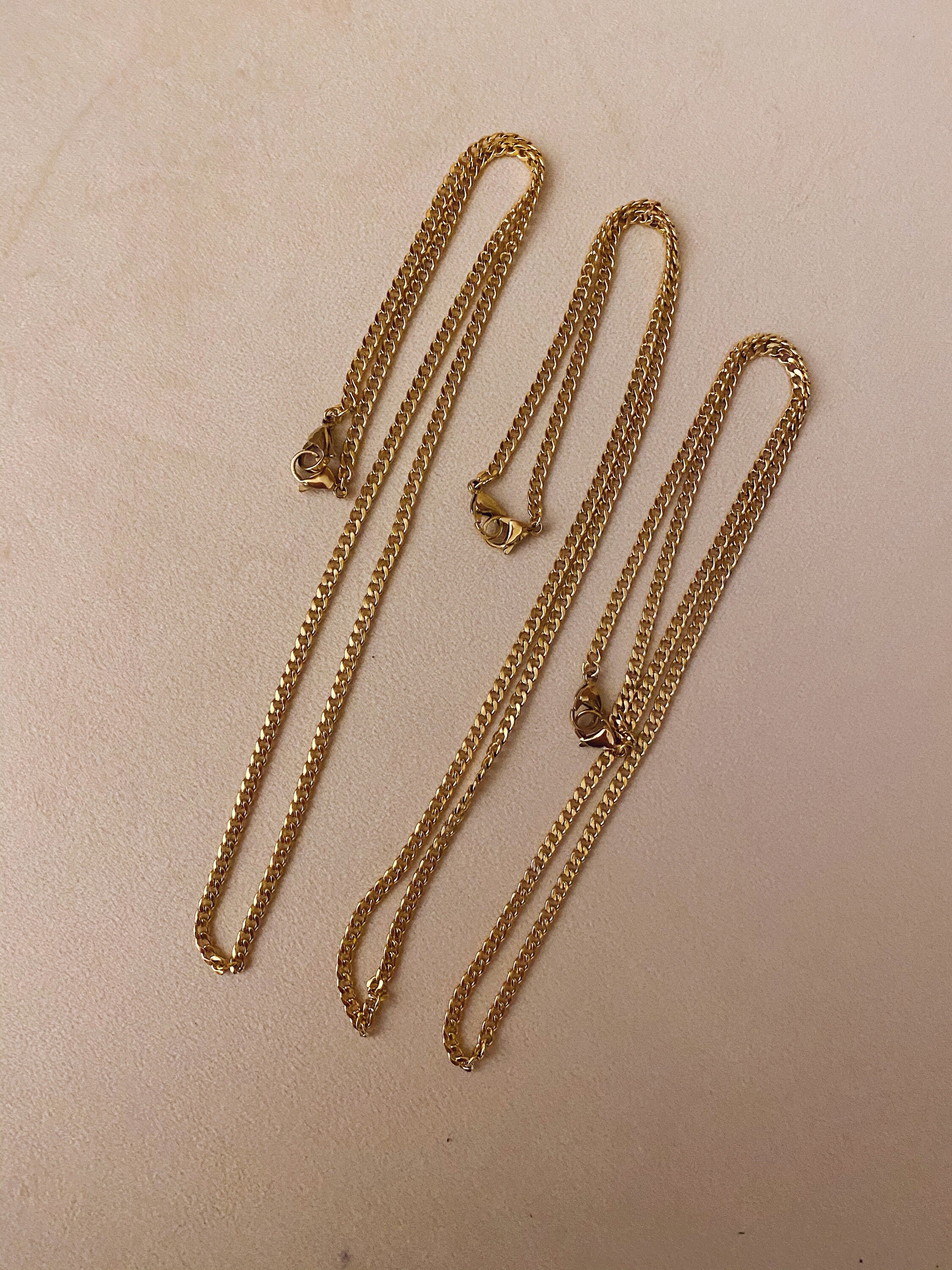 Cadena de máscara cadena de curva de acero inoxidable de oro Etsy España