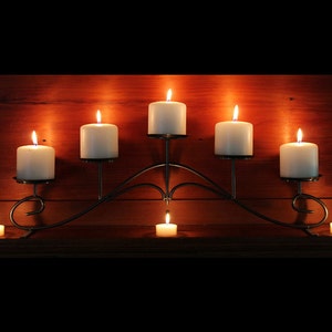 Fireplace Candelabra in metallic charcoal color,  for fireplace, mantel or tabletop