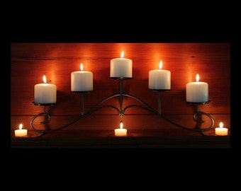 Fireplace Candelabra in metallic charcoal color,  for fireplace, mantel or tabletop