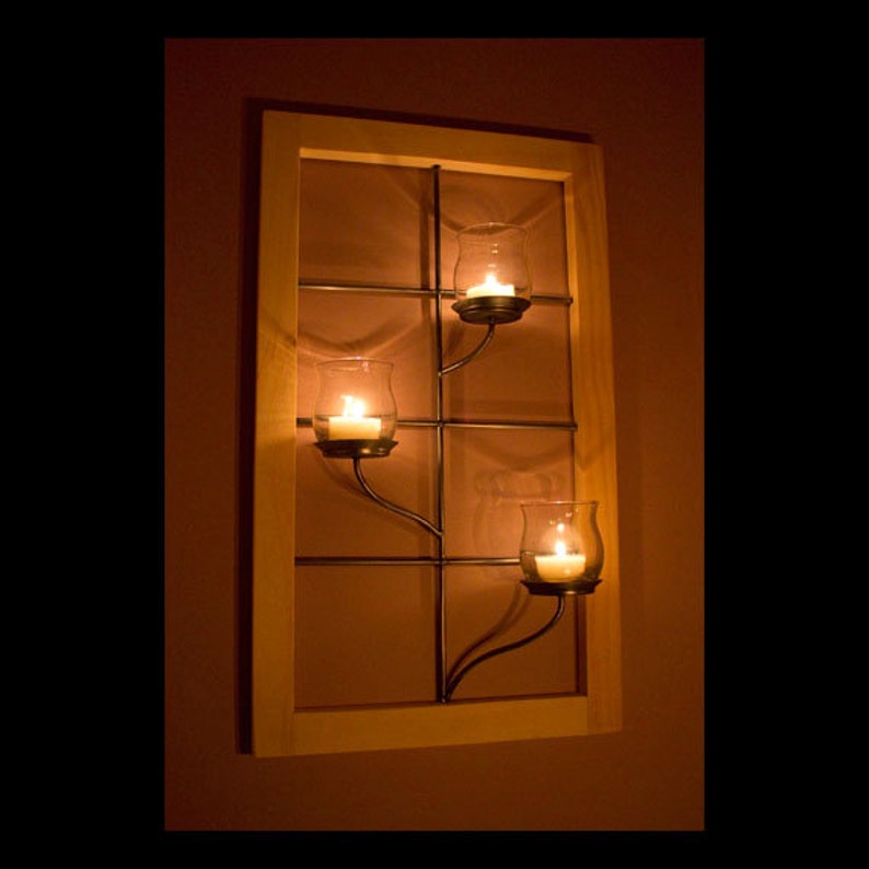 Window Frame Wall Sconce With Vase Style Glass Votive Holders Etsy