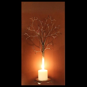 Large  metal  tree sclupture candle wall sconces with freeform candle plate