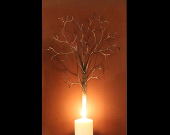 Large  metal  tree sclupture candle wall sconces with freeform candle plate