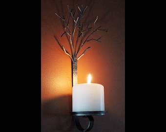 Metal  tree sclupture candle wall sconce