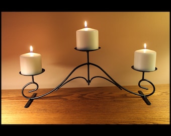 Three Candle Fireplace Candelabra Flat black for fireplace, mantel or tabletop