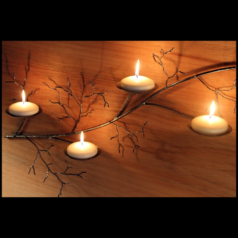 36 Inch Long Right Hand Metal Tree Branch Sculpture Wall Sconce With ...