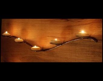 Five candle 36 inch wide metal wall sconce
