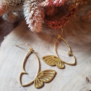 Spring & Summer Dancing Butterfly Golden Statement Earrings for Minimalists and Environmentalists