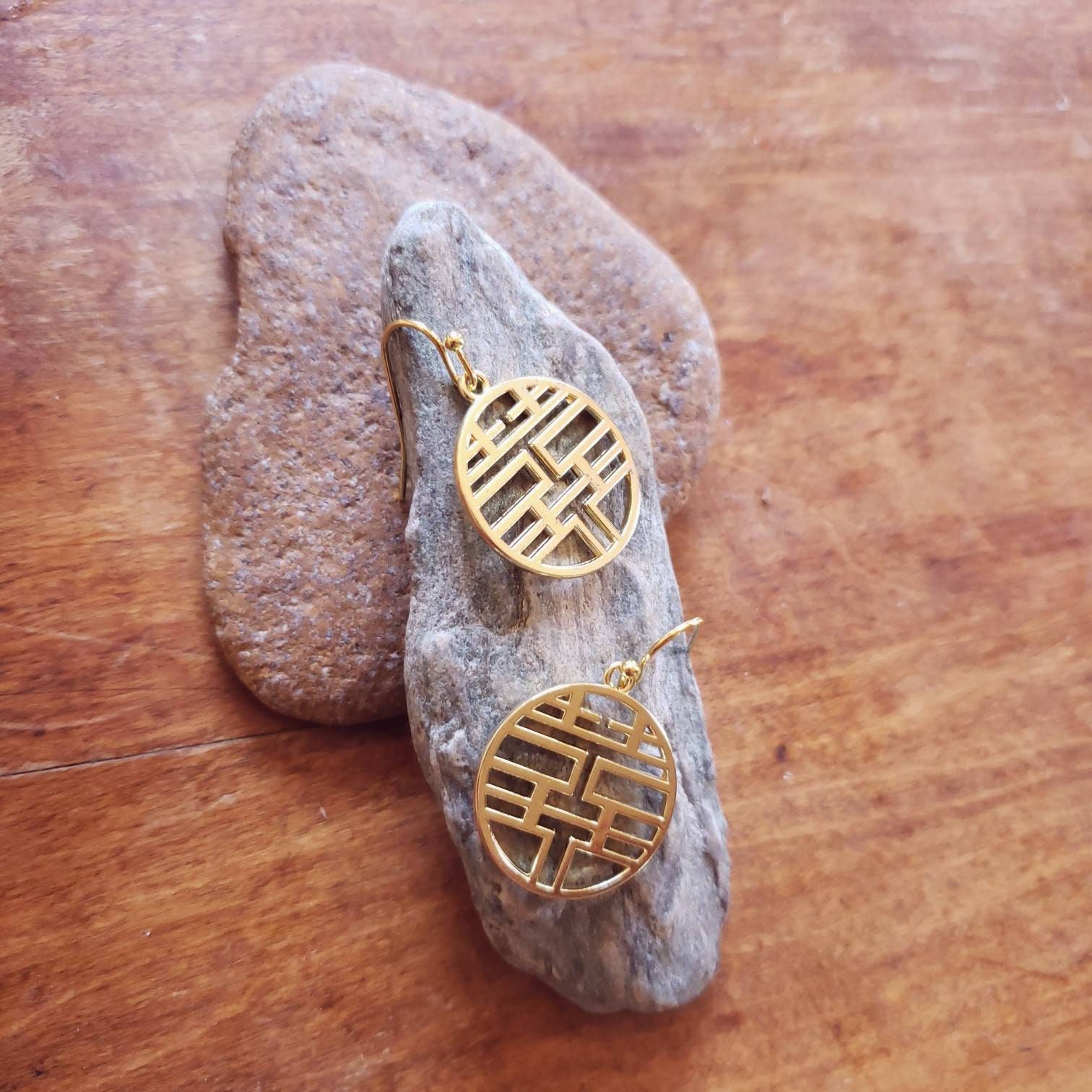 Red/ Gold 囍 Chinese Double Happiness Earrings (chinese New Year ...