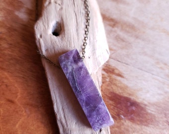 Healing Purple Amethyst Crystal Quartz Bronze Skinny 1.5mm Necklace