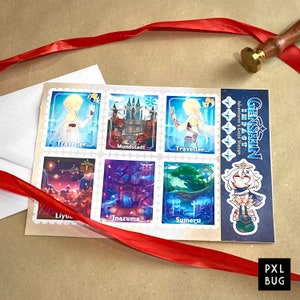 A5 Sticker Bogen - Genshin Auswirkungen Lage Briefmarken