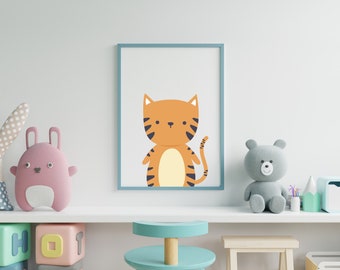 Baby Tiger Print, Nursery Wall Art, Tiger Decor - Arte murale stampabile - Poster della camera per bambini, download digitale