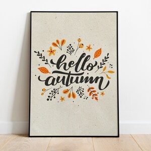 Hello Autumn sign, fall decor, fall calligraphy sign, autumn sign, fall autumn sign decor, hello autumn sign