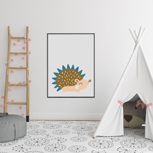 Baby Hedgehog Print, Kwekerij Wall Art, Woodland Animal Decor - Afdrukbare muur kunst - Kids Room Poster, Digitale Download