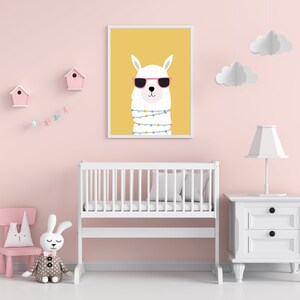 Lama mit Sonnenbrille Druck, Kindergarten Wandkunst, Kindergarten Tier Dekor - druckbare Wandkunst - Kinderzimmer Poster, digitaler Download