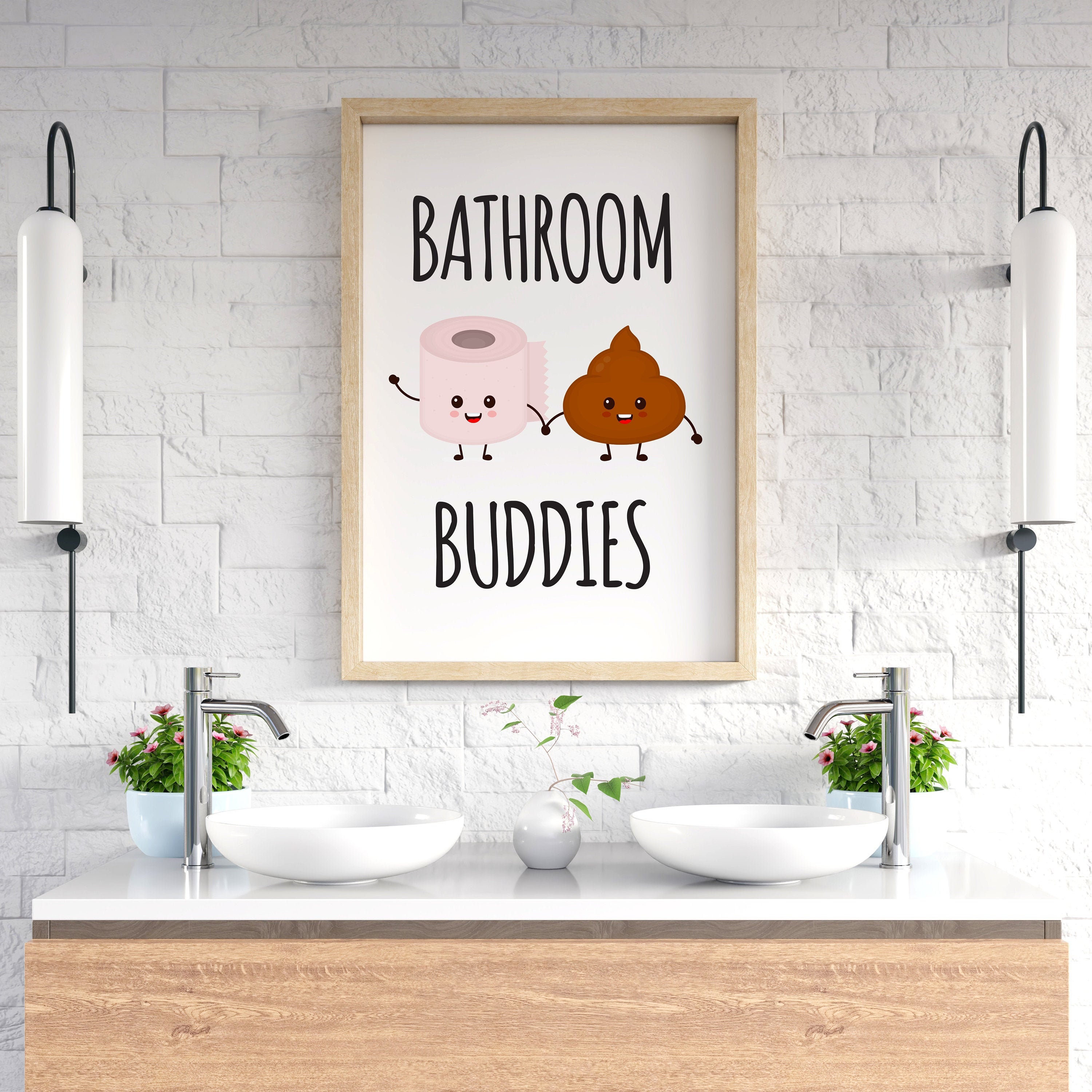 Bathroom Buddies Funny Bathroom Art PRINTABLE Art Bathroom