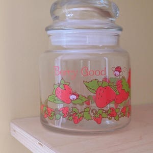 Vintage Strawberry Shortcake Glass Jar: 80s Retro Kitchen Storage