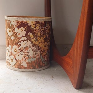 Vintage Fabric Wastepaper Bin. Retro 60s 70s Fabric Covered Small Bin. Mid Century Decor.