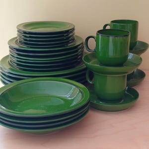 Vintage Thomas Scandic Stoneware Dinner Service: Retro Green Mid-Century Kitchen