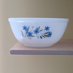 Vintage Phoenix Opalware Mixing Bowl Blue Flower Pattern