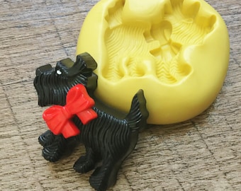 Dog Silicone Mold, Scottie Dog, Food Safe Mold, Resin Mold, Fondant Mold, Polymer Clay Mold, push mold