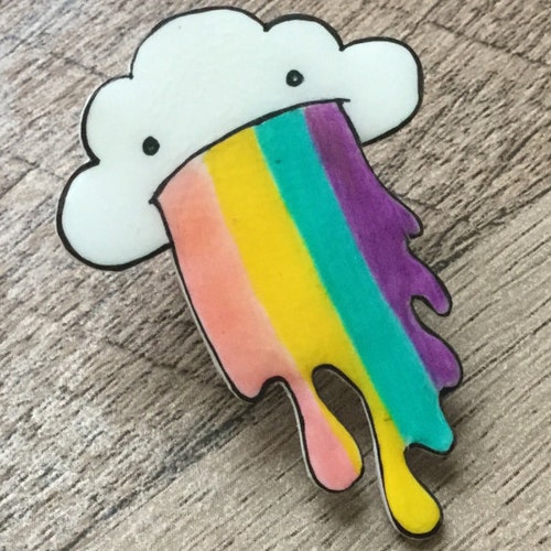 Rainbow Pin Cloud Throwing up Rainbows Cute Pins Fashion Etsy