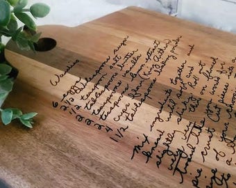 Handwritten Recipe Engraved Serving Board: Custom Memorial Gift