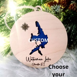 Layered Lake Ornament. Custom Lake Ornament designed for any Lake, river, ocean
