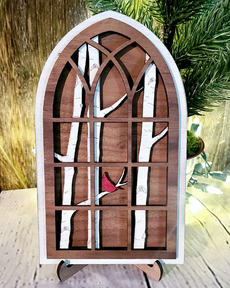Cardinal Memorial Sign: Arched Window Shelf Sitter - Etsy