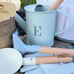 Children&#39;s Gardening Set for toddlers and kids to garden outdoors play.  Personalized Garden activity play set for kids