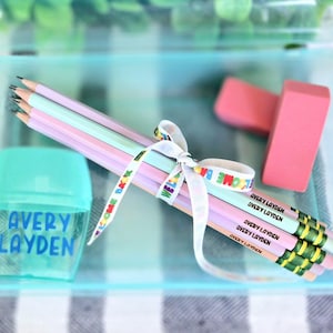 Back to school supplies set. Personalized school supplies set. Custom Pencil Case with engraved pencils and case to hold school supplies