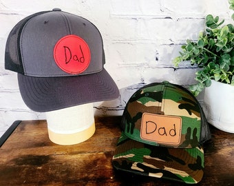 Personalized Dad Hat for Father's Day Childs Handwriting on leather patch custom hat