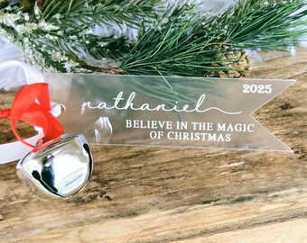 Believe in the Magic of Christmas acrylic tag with bell