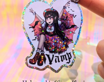 Vamp! Teen vampire fashion monster glossy sticker cartoon goth heart