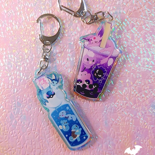 Refreshing Pokemon Holographic Acrylic Charms