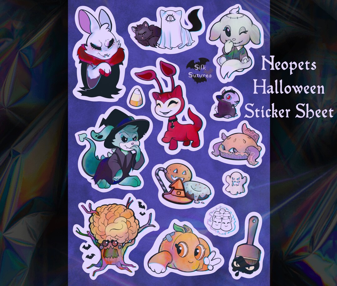 Neopets Halloween Y2K Matte Paper Sticker Sheet Etsy