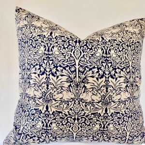 William Morris blue Brother Rabbit Cushion Cover , 45x45cm, 50cm x 50cm, 16'' 18'' 20'' 22'' UK