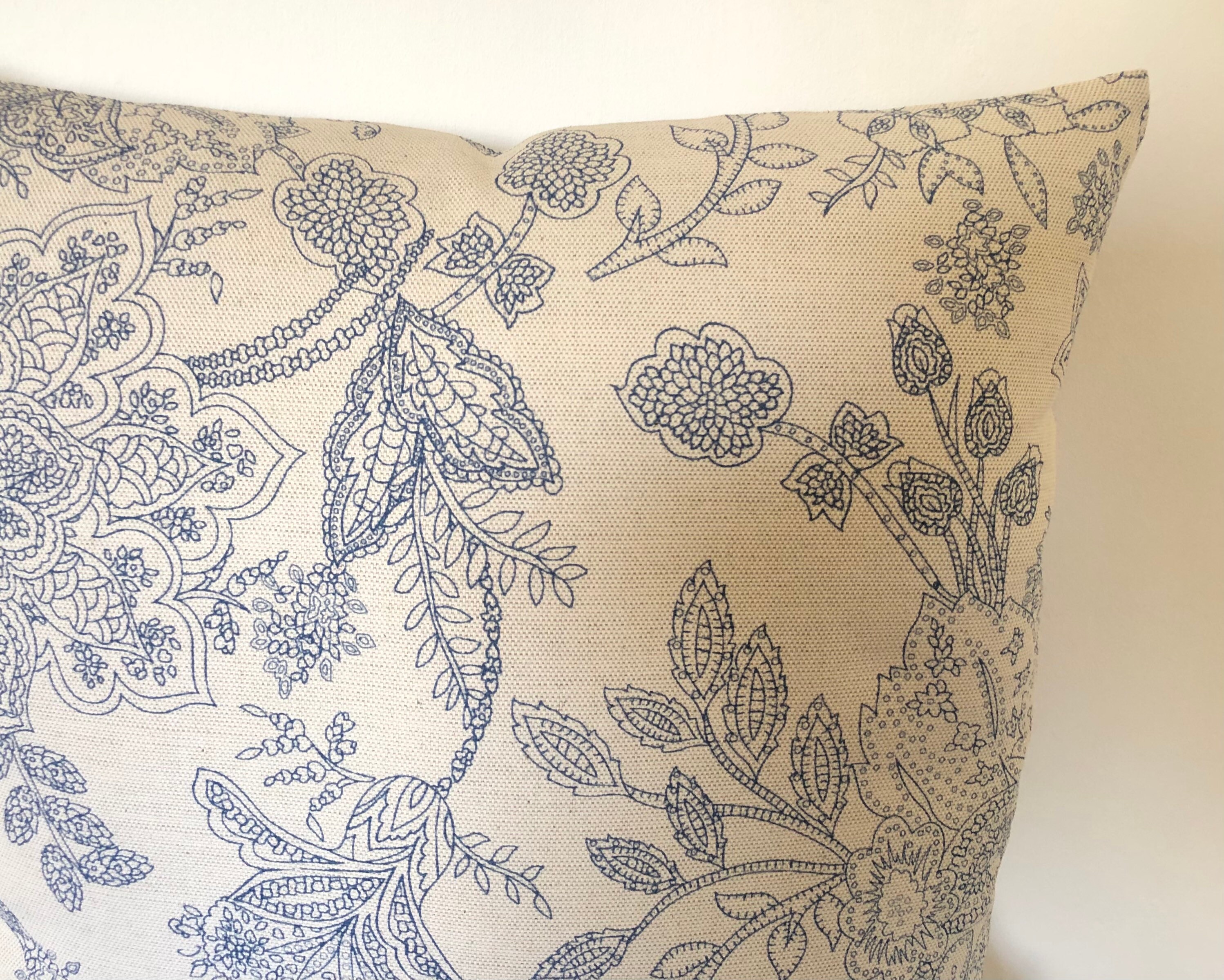 French country linen mix cushion cover Blue cushion cover Etsy