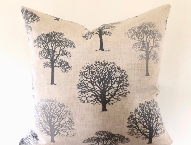 Cushion Cover Grey Trees , Country farmhouse, UK. 45cm, 50cm 16 18 20 22 image 2