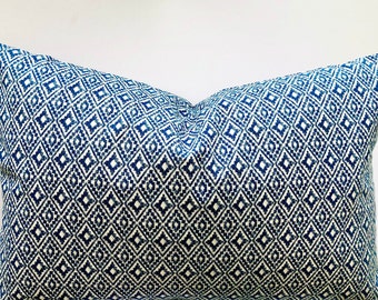 Indigo navy blue cushion cover, Aztec, 16'', 18'', 20'', 22'' 24'' double sided, UK
