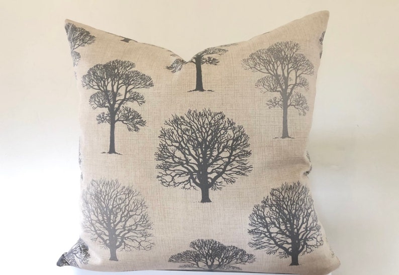 Cushion Cover Grey Trees , Country farmhouse, UK. 45cm, 50cm 16 18 20 22 image 1
