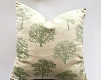 Green trees cushion cover, Country farmhouse, choose size, UK