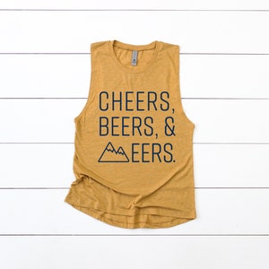 Cheers, Beers, & EERS™ West Virginia inspired Ladies Muscle Tank